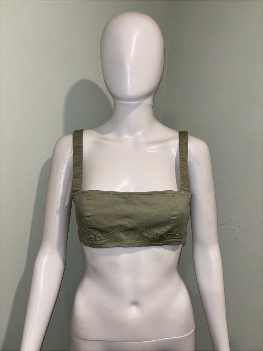 Danielle Bernstein Women's Sage Green Square Neck Crop Tank Top - 2